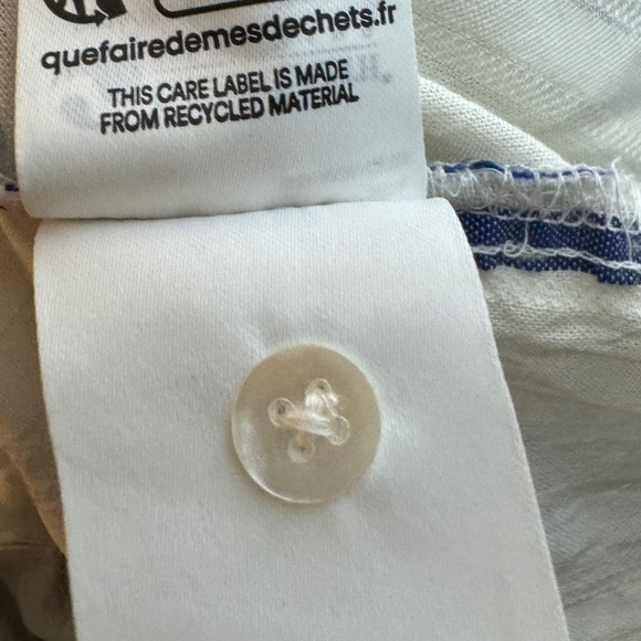 Boden Navy Blue White Striped Textured Longline Button Shirt Tunic Top Size 4 - Picture 14 of 14